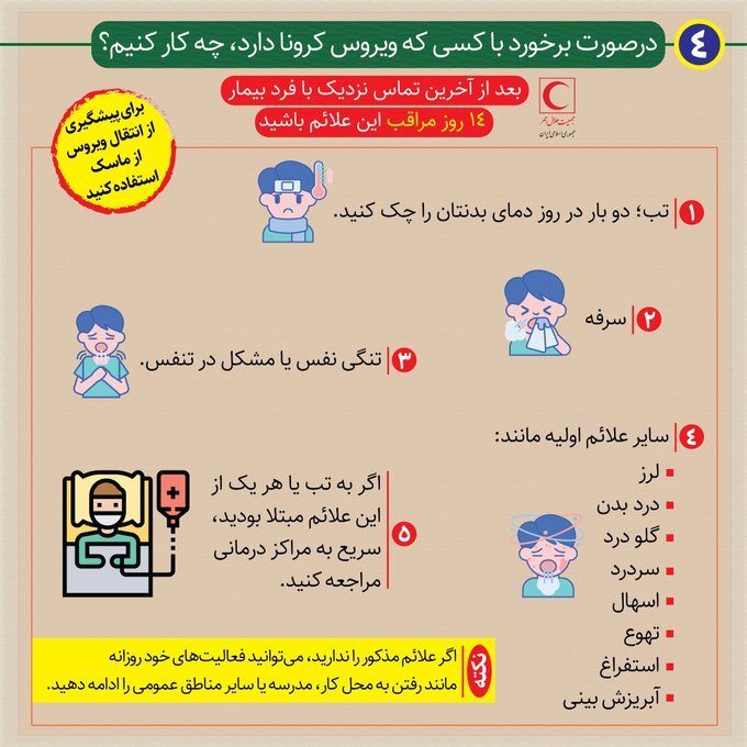 مقابله با شخصی که کرونا دارد